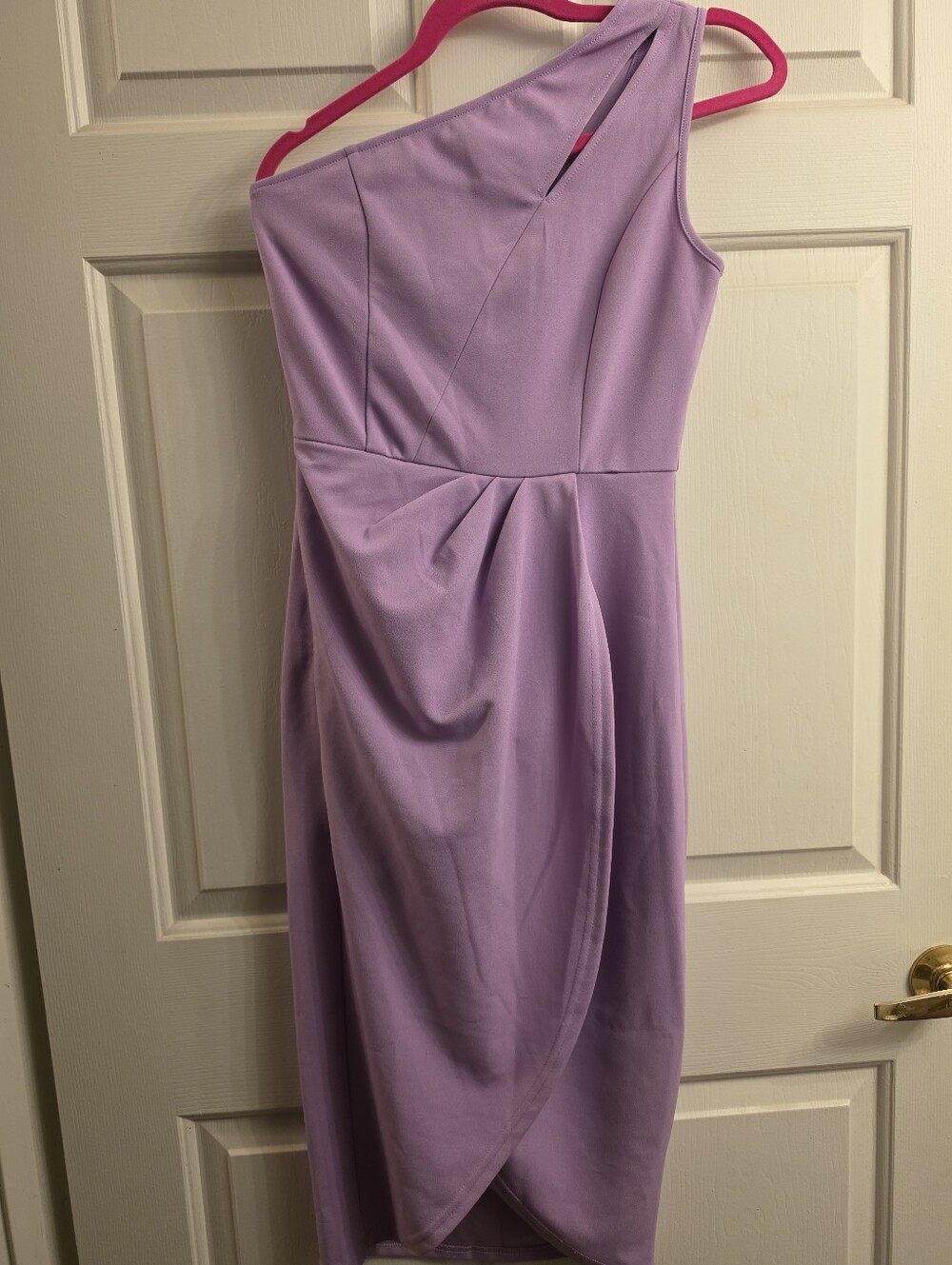 PRETTYGARDEN Lavender One Shoulder Cutout Ruched Midi Dress S - Picture 2 of 5